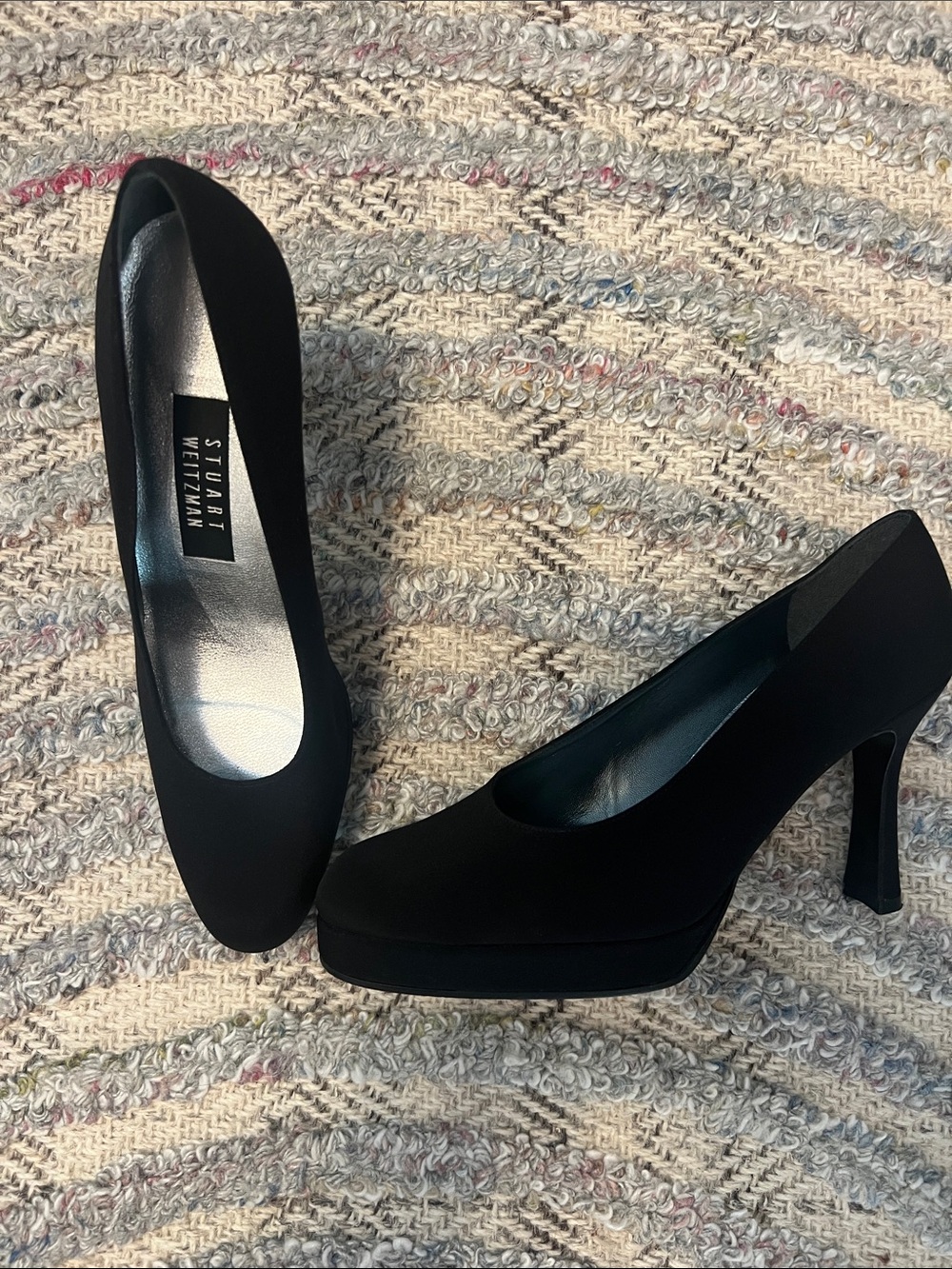 Stuart Weitzman Black Suede Platform Pump-size 9 1/2B